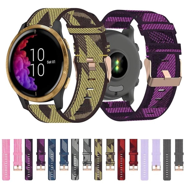 Til Garmin Venu 20 mm nylonvævet urrem Red