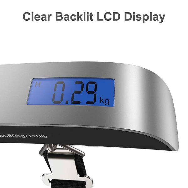 Baggrundslys Lcd-skærm Bagagevægt, 110lb/50kg Elektronisk Balance Digital Postbagage hængende vægt