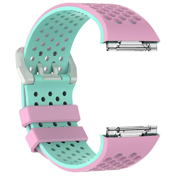 Til Fitbit Ionic Tofarvet silikoneurrem med spænde Pink - Green