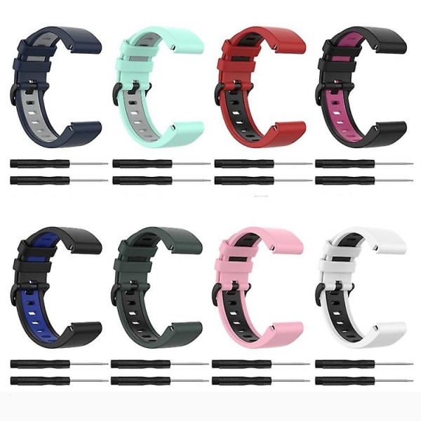 För Garmin Fenix ​​7s Solar 22mm Silicone Sports Watch Black-Pink