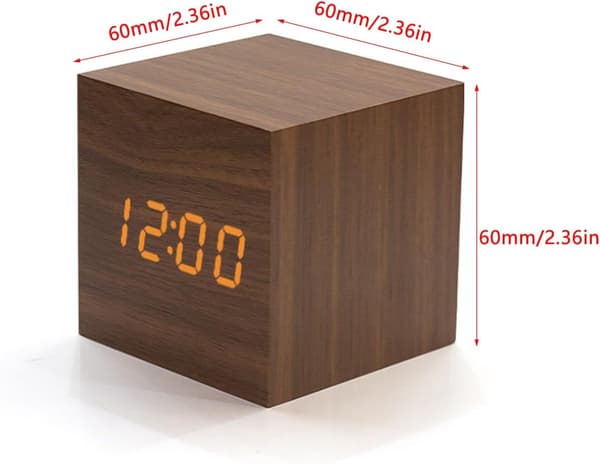 Väckarklocka Trä Digital LED-display med Röststyrning Temperatur Datum Tid