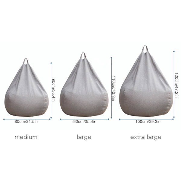 2024 Ny Extra Stor Säckstolsfåtölj Soffa Överdrag Inomhus Lat Sittpuff För Vuxna Barn Hotsale! Ny 90 * 110cm Gray
