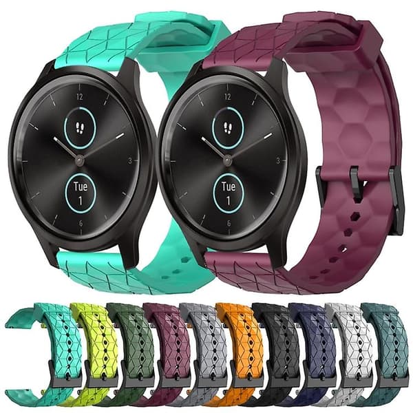 Til Garminmove Style 20 mm fodboldmønster ensfarvet silikoneurrem Grey