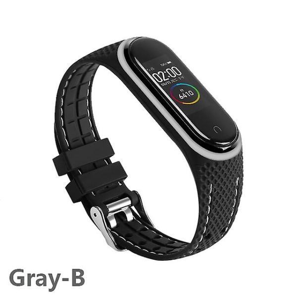 Silikonrem för Xiaomi Mi Band 6 7 5 3 4 Tillbehör Sportarmbandsbyte Bälte Correa Armband Mi Band 7 6 Nfc Strap Gray-B Mi band 5 6