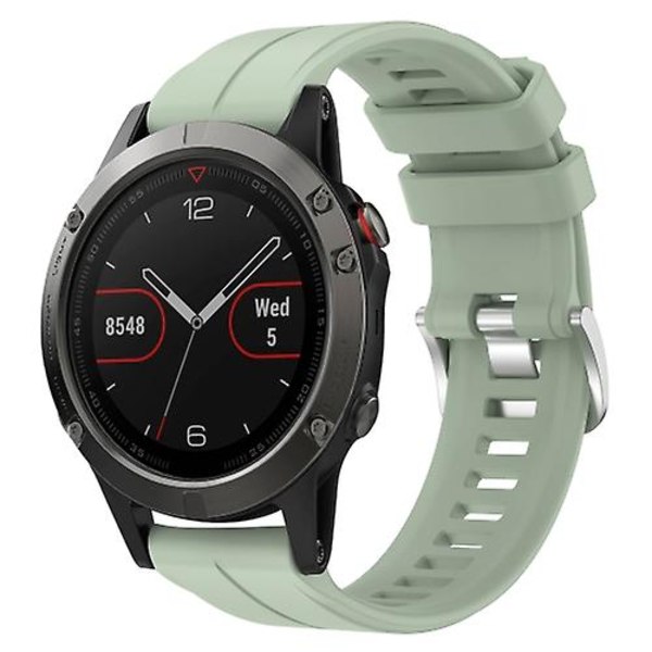 For Garmin Fenix ​​5 22 mm ensfarget silikonklokkerem Light Green