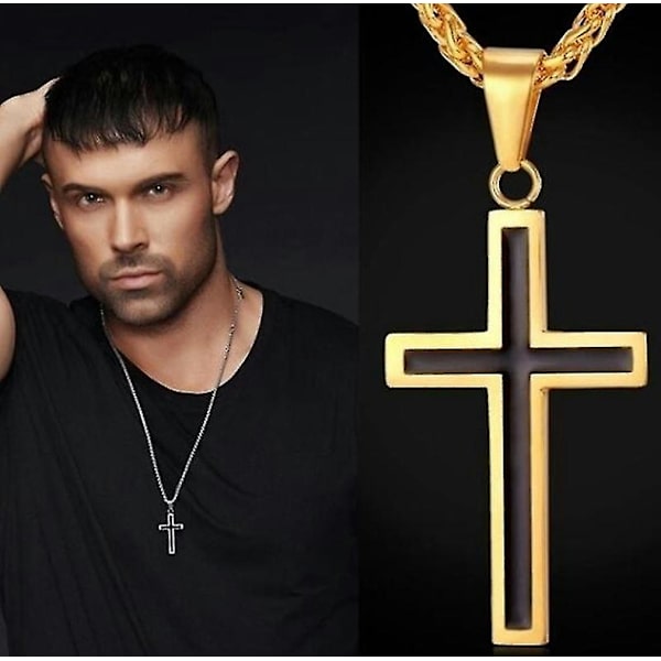 Yksinkertainen ristiriipus miehille, korkealaatuinen metalliristiriipus, amuletti, rento koru Gold
