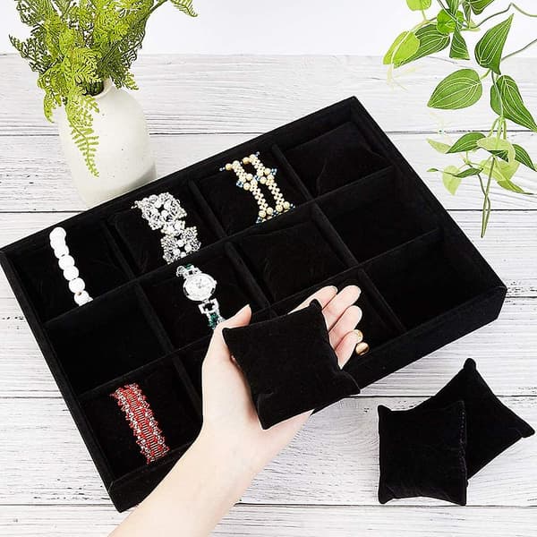 Smyckesförvaringslåda Smyckesdisplaybricka Halsbandshänge Organizer Black