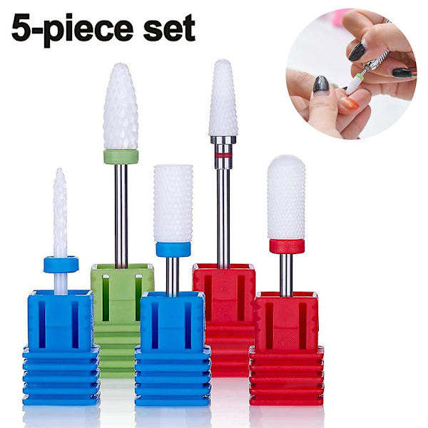5 st keramiska nagelborr set, (2,35 mm) professionella akryl nagelfil borr för manikyr pedikyr nagelband gel nagelpolering