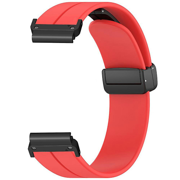 Garmin Fenix 7 / 6 / 5 22mm rannekoru joustava silikoni ranneke magneettilukolla Red