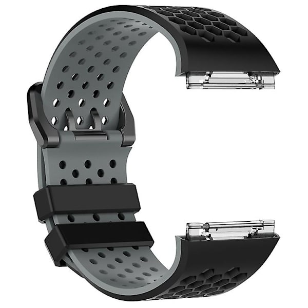 Til Fitbit Ionic Tofarvet silikoneurrem med spænde Black - Grey