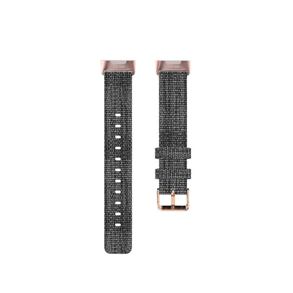 Til Fitbit Charge 4 / Charge 3 / Charge3 Se flettet nylonurrem i plastikhoved Dark Gray