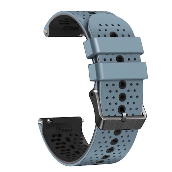 Til Garmin Vivoactive 4 22 mm perforeret tofarvet silikoneurrem Blue-Black