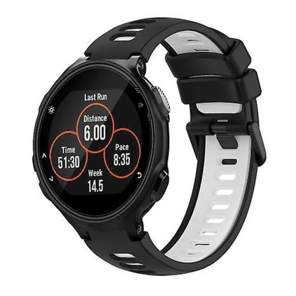 For Garmin Forerunner 735 / 735xt tofarget silikonklokkerem Black-White