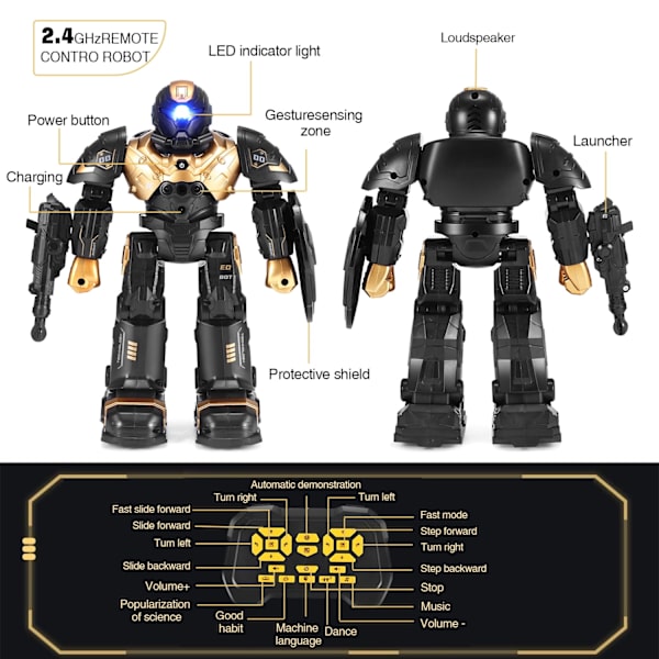 RC Robotleksaker, Gestkontroll Programmerbar RC Robotleksak, Talande, Dansande Guld