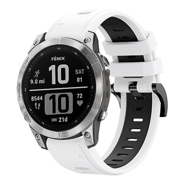 Garmin Fenix 7 22mm kaksivärinen urheilu silikoni kellon ranneke TYD White-Black