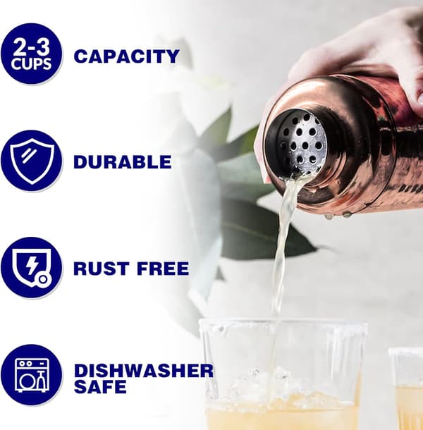 750 ml Profesjonell Cocktailshaker i Rustfritt Stål Boston Sett Rose Gull