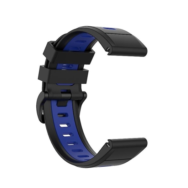 Til Garmin Fenix ​​7x 26 mm tofarvet silikone jack urbånd Black Blue