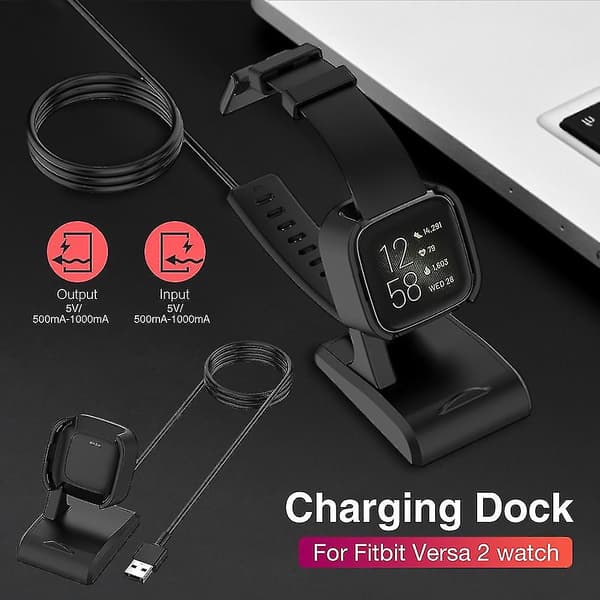 Usb-opladningskabel-dockingstation til Fitbit Versa 2 erstatnings opladerstativ