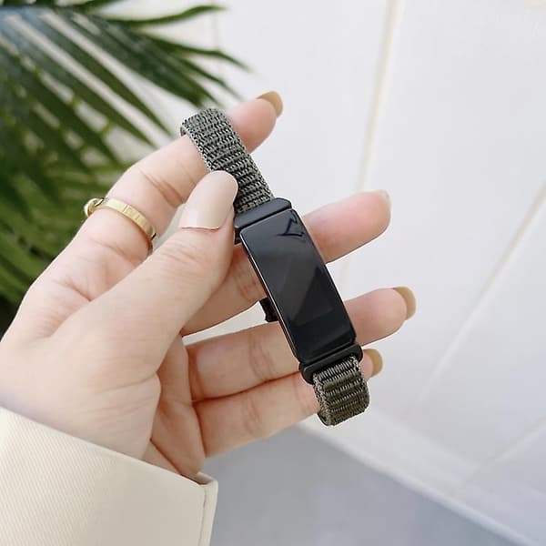 Til Fitbit Inspire 2 Nylon Loop Strap Watch Band Army Green