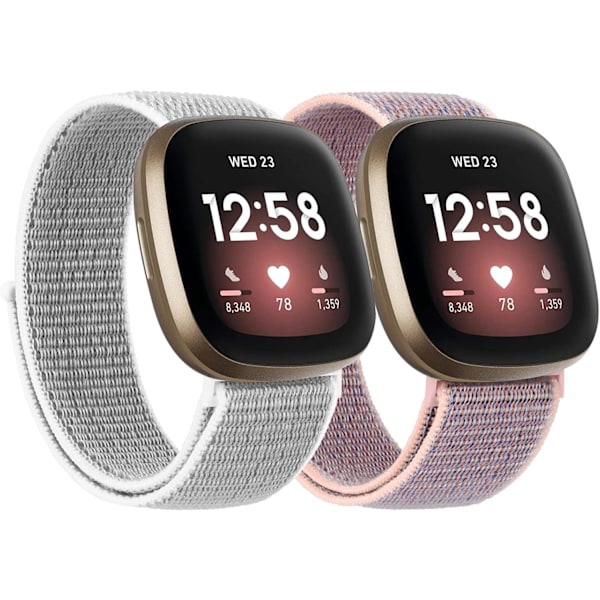 2 hihnaa Fitbit Versa 3:lle - Pehmeät säädettävät rannekkeet