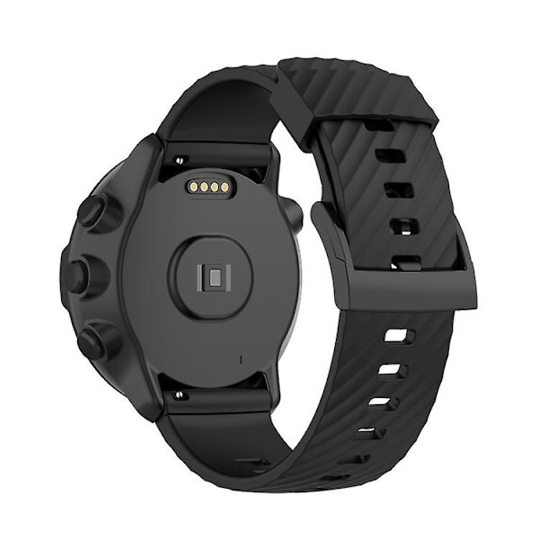 Til Suunto 7 24 mm ensfarvet silikone urrem Black