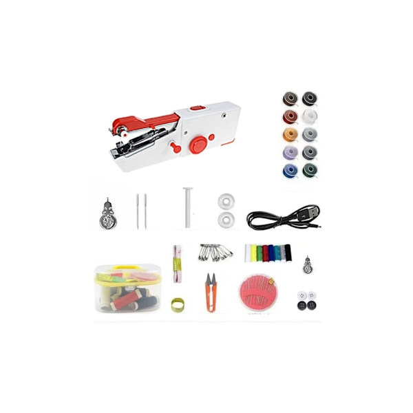 Elektrisk symaskin kit Portabel Mini Symaskin röd