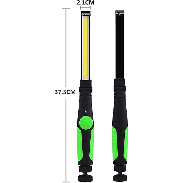 Oppladbar LED arbeidslampe med magnet og USB, sammenleggbar 360 graders rotasjon, oppladbar LED inspeksjonslampe, inspeksjonslampe for hjem, verksted, utendørs