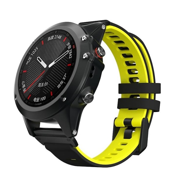 Til Garmin Fenix ​​6x To-farve Silikone Quick Release Urrem Black Yellow