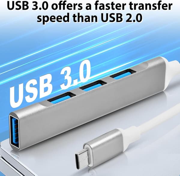 4 Porte USB 3.0 Hub, Plug and Play USB Extender adapter til MacBook Pro/Air, Laptop