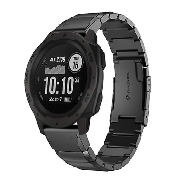 For Garmin Instinct 22mm Tortoise Shell rustfritt stål klokkebånd Black