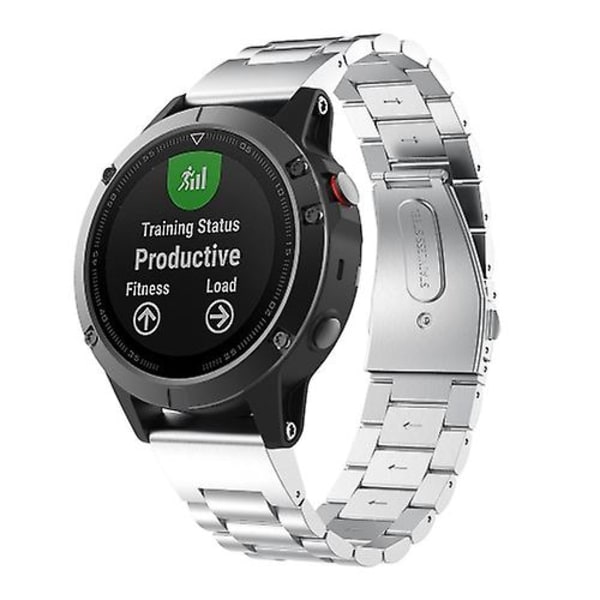 For Garmin Fenix ​​5s 3-perlet klokkebånd i rustfritt stål