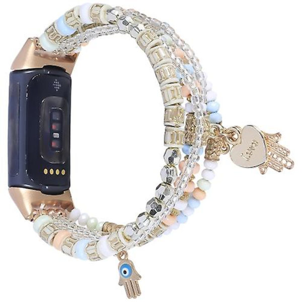 Til Fitbit Charge 5 Palm Bead Chain Watch Band Pink
