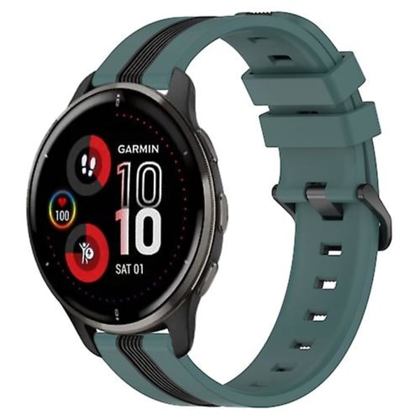 För Garmin Venu 2 Plus 20 mm vertikalt tvåfärgs watch Green-Black