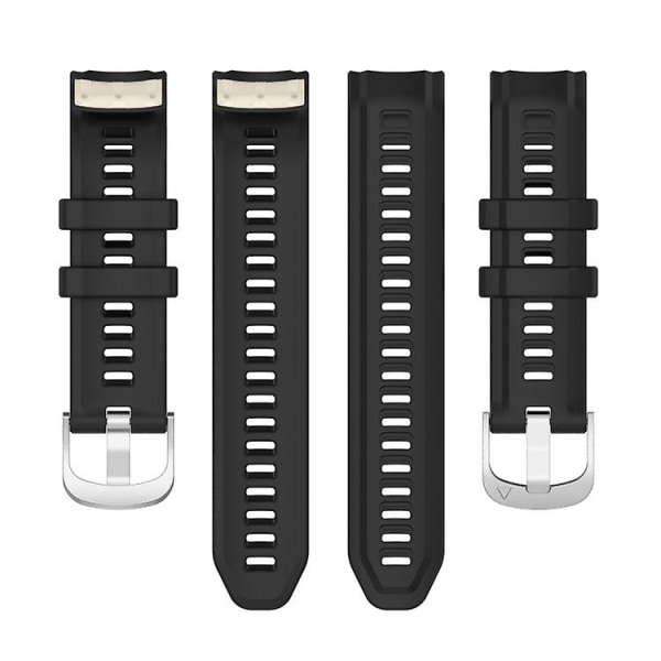 Til Garmin Instinct 2s Silikone rustfrit stål spændeurrem Black