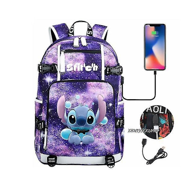 Lilo og Stitch Skolesekker Kapasitet Ryggsekker Gutter Jenter Usb Lading Reise Stor Bærbar PC Studenter Skolesekk Bagpack photo color8