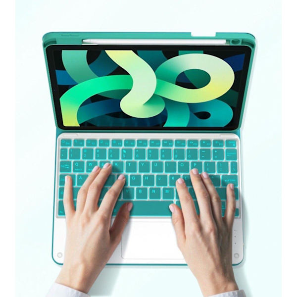 Langaton näppäimistökotelo case kynätelineellä Ipadille Green Dark 2021 11