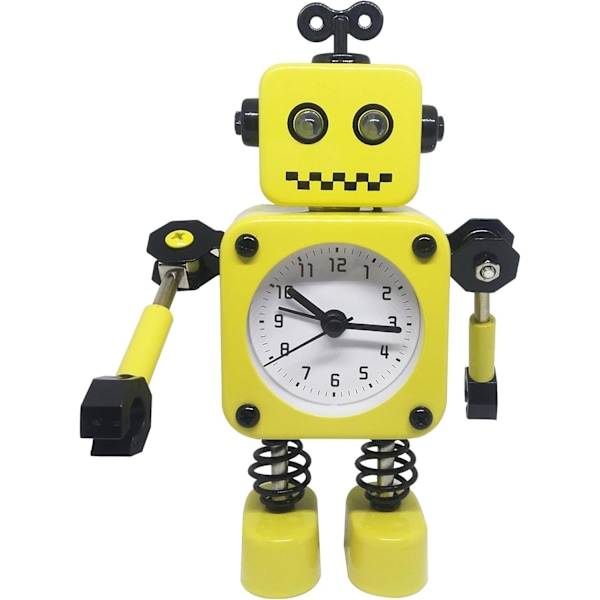 Väckarklocka Söt Metall Robot Väckarklocka för Barn Gul