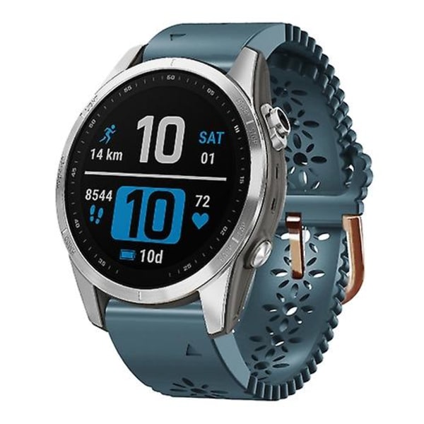 För Garmin Fenix ​​7s 20mm Lady's Silicone Watch Band med spetsstans Lake Blue