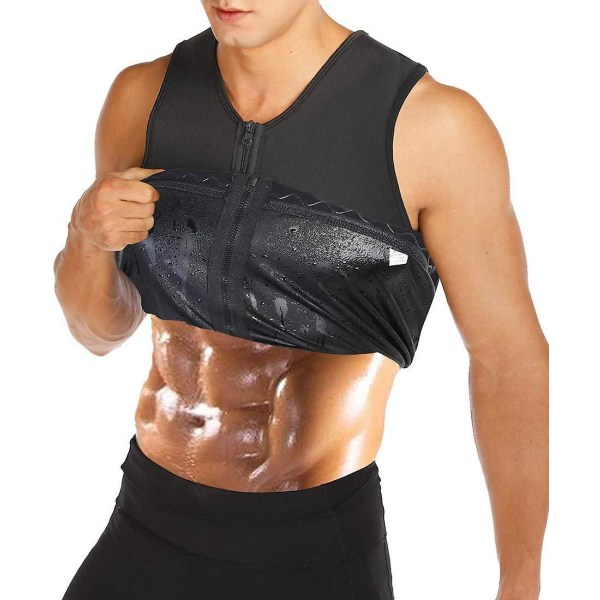 Män Bastu Sweat Dragkedja Väst för viktminskning Top Shapewear Slimming Shirt Workout Suit