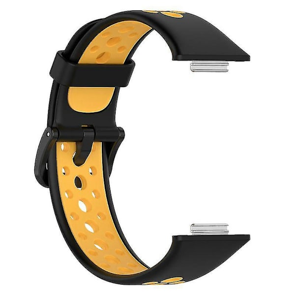 Dobbel silikonrem for Huawei Watch Fit 2/Watch Fit 2 Active Black Yellow Style D