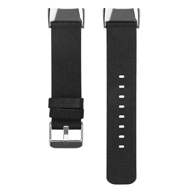 For Fitbit Charge 5 Nylon Canvas Watch Band Black