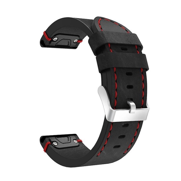 For Garmin Fenix ​​5x safir 26 mm skinnsutur stålspenne klokkebånd Black