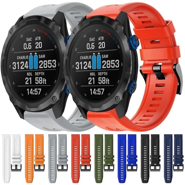 Til Garmin Descent Mk 2i Metalspænde Ensfarvet Silikone Urrem HDY White