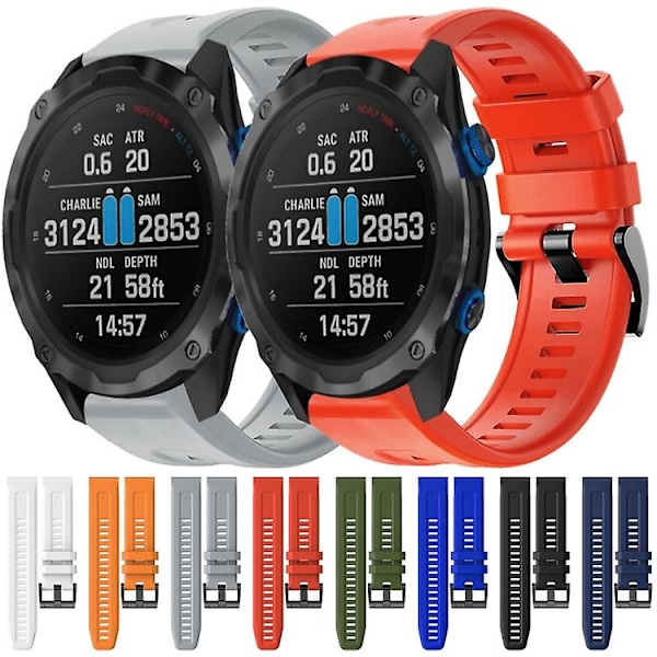 Til Garmin Descent Mk 2i metalspænde ensfarvet silikoneurrem Black