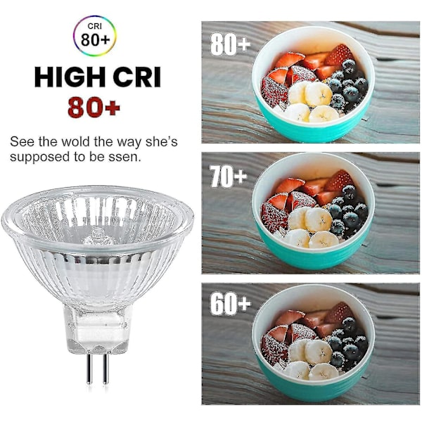 50w Gu5.3 Mr16 Dimbar Halogenlampa, Dc 12v Lågspänning 2-stifts Basstrålkastare Reflektorljus, 800 Lumen, Varm Vit 2800k8-st
