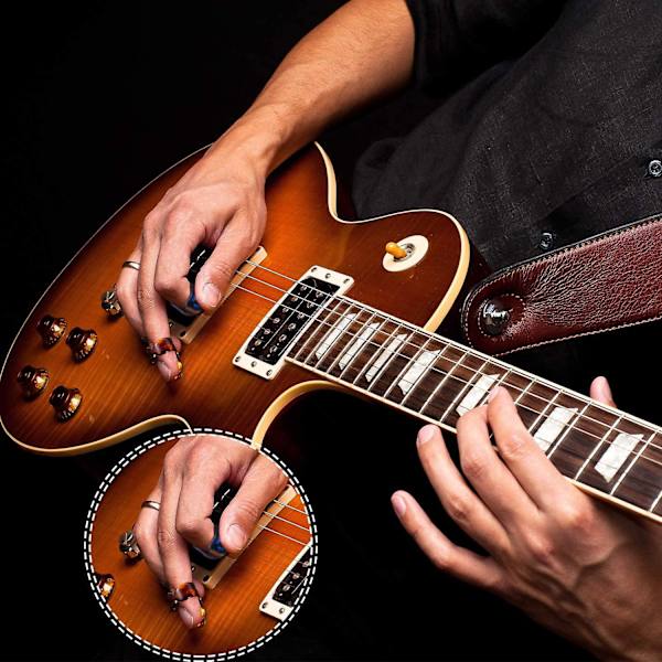 Tumplockar Fingerplockar, Medium, Vinklad Platt, Celluloidgitarr Fingerplockar (12