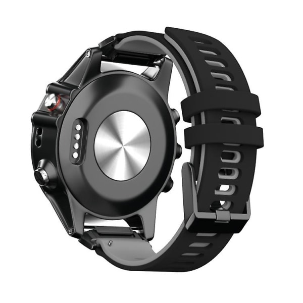 Til Garmin Fenix ​​7 To-farvet Silikone Quick Release Urbånd Black Grey