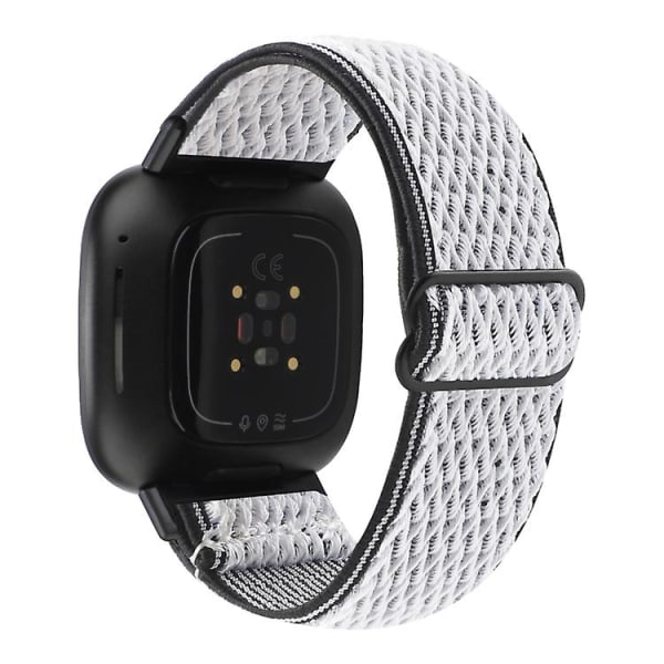 Fitbit Versa 4 / Sense 2 Universal Wave Nylon watch White Black