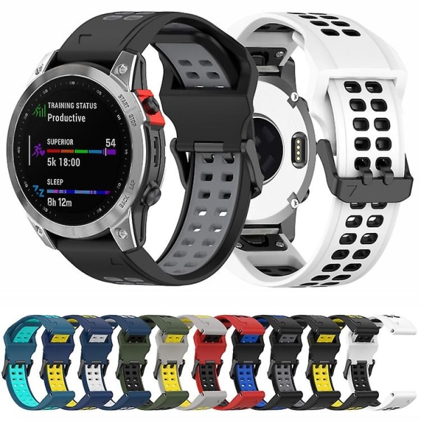 Til Garmin Descent G1 / Coros Vertix 22 mm Quick Release dobbeltrækket silikoneurrem White Black