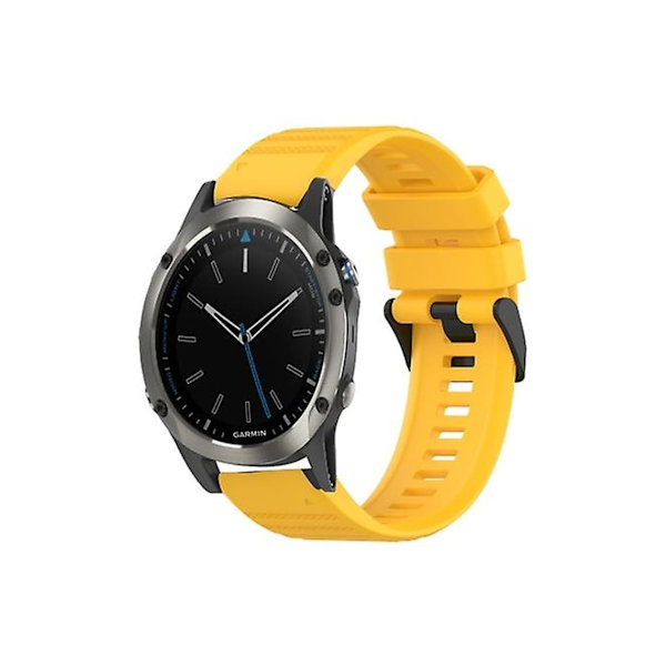 Garmin Quatix 5 Sapphire -rannekke, 22 mm, horisontaalinen tekstuuri, silikoni, keltainen, irrotustyökalulla